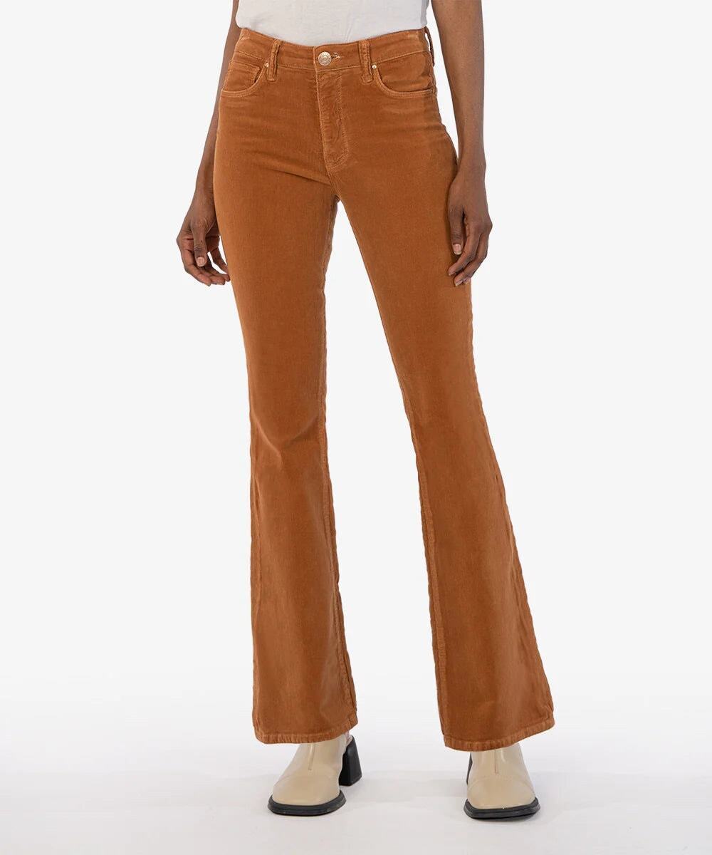 Kut from the Kloth | Ana High Rise Fab Ab Corduroy Flare Jeans in Butterscotch